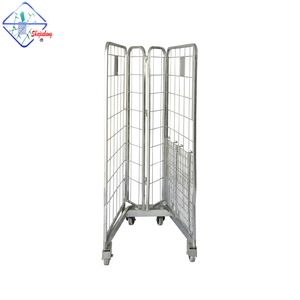 하이 퀄리티 내구성 롤 케이지 트롤리 바퀴 중첩 아연 도금 롤링 케이지 편리한 롤테이너 - Product Image 5