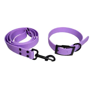 Set di guinzagli per cani impermeabili in PVC all'ingrosso in stock collari per animali domestici durevoli regolabili con guinzagli per cani per piccoli medi