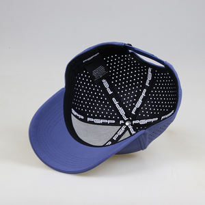 メーカーカスタム 6パネル 防水ポリエステルゴルフスポーツハット、レーザーカット穴あきダークブルー野球帽 - Product Image 5