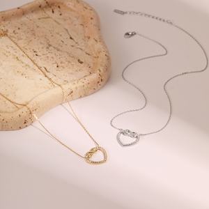 Collana Minimalista Delicata per Ragazze, Regalo in Acciaio Inossidabile con Ciondolo a Cuore, Infinito, Amore Eterno, Diamante, Impermeabile - Product Image 2
