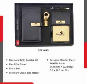Ensemble cadeau d'entreprise haut de gamme avec carnet, stylo, porte-clés et porte-cartes, ensemble cadeau de bureau de luxe pour la promotion de la marque - Product Image 5