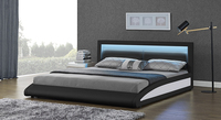 Willsoon Großhandel Europäisches Gebogenes Design Kunstleder Kingsize-Bett mit Smart-LED-Beleuchtung Maßgefertigtes Bett Modernes Queensize-Bettgestell