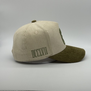 Großhandel 5-<span class=keywords><strong>Panel</strong></span>-Cap, Maßgeschneiderte Baseball-Cap, Original Deep-A-Frame-Hut, Verstellbare Sportliche Kappe aus Baumwoll-Cordstoff mit 3D-Stickerei - Product Image 4