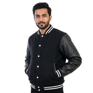 Custom Logo Unisex Chenille Patch Embroidery Casual Streetwear Baseball <b>Jacket</b> <b>Long</b> Sleeves <b>Men</b> Letterman Varsity Stand Front - Product Image 1