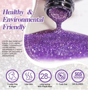 도매 커스텀 로고 네일 아트 헤마 TPO 프리 쏙오프 슈퍼 샤이니 글리터 플래시 UV 젤 폴리시 - Product Image 6