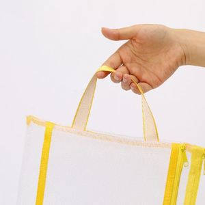 Customize Double-Layer A4 Nylon Student Document Bag Portable Zipper <b>File</b> Bag Transparent Anti-Deformation Mesh Zipper Pouch - Product Image 4