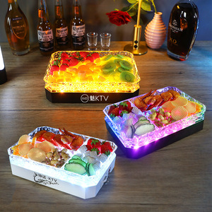 Illuminated Fruit Platter Rectangle LED Snack Plate <b>Battery</b> Powered Party Tableware - Product Image 1