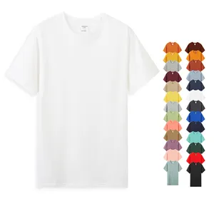 T-shirt con stampa LOGO personalizzata in cotone 100% di alta qualità T-shirt da uomo in tinta unita in cotone Premium T-shirt