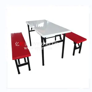 Fabriek Prijs Moderne School Kantine Tafels En Bench Set Glasvezel Eettafel Met Stoelen Bank Voor 4 Persoon