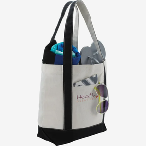 Bolsa de Mano de Lona de Algodón de Dos Tonos <span class=keywords><strong>Marina</strong></span> con Logotipo Personalizado, Regalo Promocional al por Mayor - Product Image 4