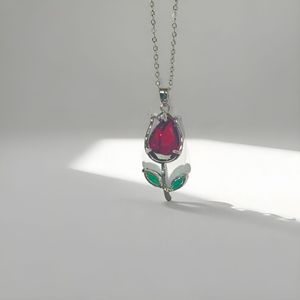 Collier pendentif rose style coréen pour femme, serti de zircon, forme végétale, bijou de mode pour usage quotidien, origine Yiwu A1118 - Product Image 4