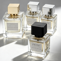 Vente en gros de flacons de parfum carrés transparents en verre de 30 ml, 50 ml, 100 ml, flacon pulvérisateur vide, atomiseur