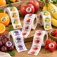 Op maat gemaakte fruit-etiketten, waterdichte klevende voedseletiketten op rol, biologische producten verpakking, barcode QR-code vinyl stickers