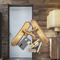 2025 DoorShine fabricante directo nuevo latón moderno negro aleación de aluminio manija de palanca de puerta Interior cerradura de puerta de madera con llaves