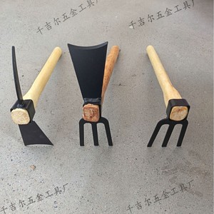 Three Section Hoe Wooden Handle Carbon Steel Blade 6 In Length Curved Shape For Garden <b>Soil</b> Loosening <b>Planting</b> Vegetables - Product Image 5