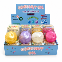 Balle anti-stress en satin perlé à l'huile de coco, jouet sensoriel souple, boîte de 12 pièces, 8 x 6 cm, pour enfants