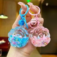 Nouvel Arrivage Porte-clés Liquide Créatif à la Rose, Breloque de Sac, Pendentif, Décoration de Porte-clés de Voiture, Rose Romantique Mignonne