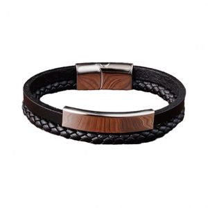 Fashionable Handmade PU <b>Leather</b> <b>Bracelet</b> Bangle Stainless Steel Magnetic Clasp Rope Woven <b>Bracelet</b> - Product Image 1