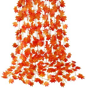 Guirlande de feuilles <span class=keywords><strong>d</strong></span>'érable, <span class=keywords><strong>d</strong></span>écoration de vigne suspendue, artificielle, pour l'<span class=keywords><strong>automne</strong></span>, <span class=keywords><strong>d</strong></span>écor de remerciement pour la maison, 5/12 paquets - Product Image 1
