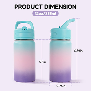 ชุดขวดน้ำเก็บอุณหภูมิสำหรับเด็ก 4 ชิ้น ขวดสแตนเลส 304 ปราศจากสาร BPA ป้องกันการรั่วซึม พร้อมหลอดดูดแบบพลิกกันลื่น - Product Image 5