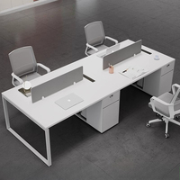 Bureau de travail blanc haut de gamme avec tiroir mobile verrouillable, cloison et multiprise intégrée pour postes de travail