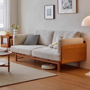 Sofá de Tela Nanshan, Madera de Cerezo Nórdica, Madera Maciza, 1.1m 2.2m 2.6m 3m, Sofá Tapizado para Sala de Estar - Product Image 2