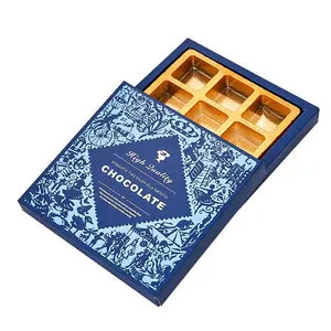 Hot Selling Golden Supplier Sweets Foldable Gift Box Packaging Plastic Tray Empty Chocolate Cavity Box