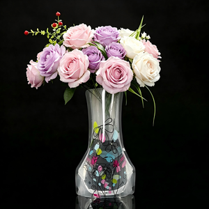 Custom Sizes <b>Stand</b> Up Flower <b>Vase</b> Shape Pouch Bouquet Water Retainer Bag Leak-Proof Plants Hydroponic Plastic Bags - Product Image 2