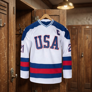 2025 America Ice Hockey Teams Jerseys Custom Printed Men's Embroidery Ice Hockey Uniform 100% Polyester Anti-Bacterial 280g - Product Image 1