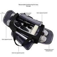 Sac de sport en cuir PU léger, résistant à l'eau, écologique, avec fermeture éclair, compartiment à chaussures, grande capacité, sac de voyage, sac de sport pour vêtements mouillés