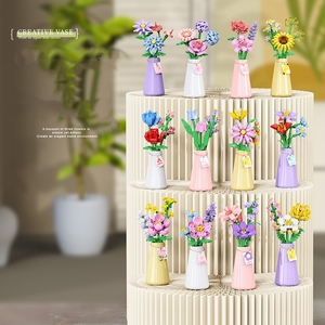 W1007 Flower Vase Sunflower Rose Jasmine Lily Tulip Flower Creative Building <strong>Block</strong> Plastic Toy Gift for Girls Boys Kids - Product Image 3