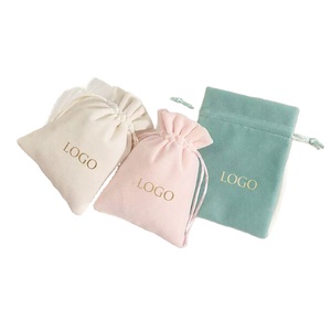 Pochette à bijoux en velours avec cordon de serrage, logo personnalisé, emballage cadeau de luxe pour collier, bague, bracelet, boucles d'oreilles - Product Image 1