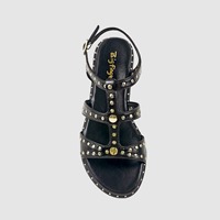 Sandales plates d'été à clous, bande élastique facile à enfiler, chaussures d'extérieur à bout ouvert pour femmes, antidérapantes
