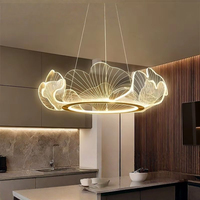 Lustre suspendu en acrylique de luxe pour usine, 120V-220V 88W, tricolore, à intensité variable, télécommandé, pour salon et salle à manger