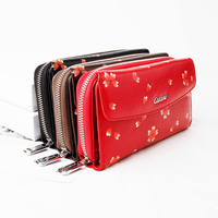 Portefeuille en cuir véritable pour femme, nouveaux modèles à la mode, motifs floraux, bonne fermeture éclair, très bonne Grain