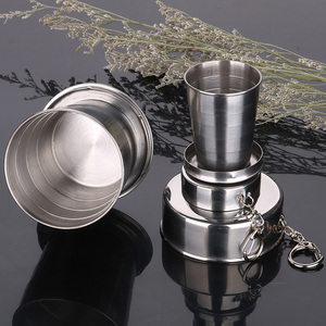 Taza Plegable Portátil de Acero Inoxidable para Viajes y Camping, 2 oz, 5 oz, 8 oz, con Llavero, Venta al Por Mayor - Product Image 4