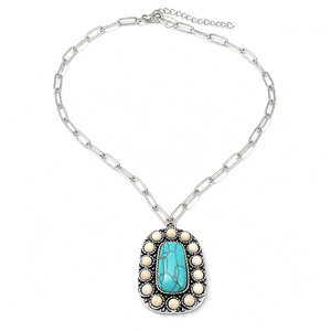 Collana con ciondolo blu-verde, gioielli retrò da donna, regali - Product Image 1
