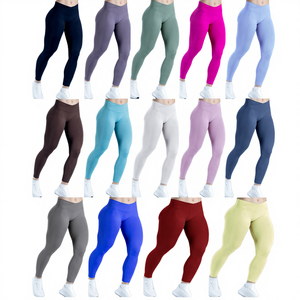 Leggings Sportivi da Donna Push-Up per Pilates e Yoga, Vita Alta Incrociata, Traspiranti <span class=keywords><strong>in</strong></span> Spandex/Nylon per Corsa - Product Image 4
