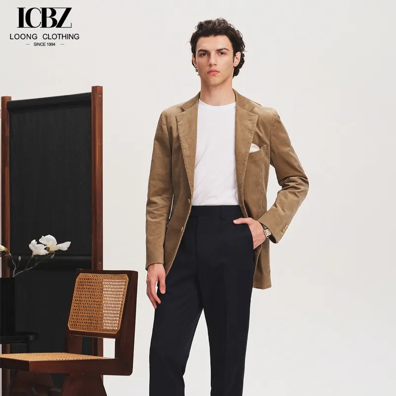 New corduroy blazer men's khaki casual slim suit autumn single suit blazer jacket for men