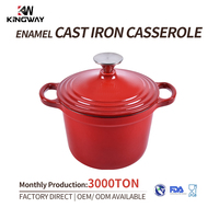Cocotte en fonte émaillée de 16,8 cm, pot de cuisson émaillé pour la cuisson, le marinage et la pâtisserie