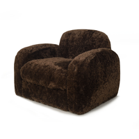 Fauteuil individuel en polaire Teddy couleur chocolat noir, fauteuil d'appoint moderne et confortable pour la décoration de la chambre et du salon