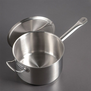 Panela Comercial para Caldo de Sopa em Aço Inoxidável 201, Panelas Comerciais para Caldo de Sopa com Tampa e Acabamento Impactado para Uso em Restaurantes - Product Image 1