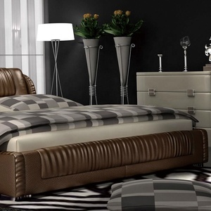 Marco de cama de madera moderna de color marrón, lujoso diseño de cama redonda de cuero, con tamaño king cabecero, cama de Cenicienta - Product Image 3