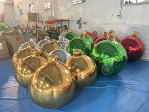Decoraciones Navideñas para Exteriores, Faroles Inflables con Forma de Bola de Espejo, Globo de Espejo Reflectante de PVC, Bola de Espejo Inflable Roja - Product Image 5