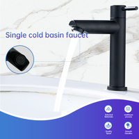 Robinet de lavabo moderne en acier inoxydable noir mat à bec droit, à poser sur le comptoir, avec aérateur économiseur d'eau