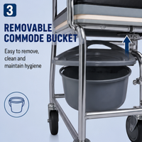 Fauteuil de douche AndCare en acier 18'' 20'' 22'' pour personnes âgées et handicapées - Matériel de réadaptation