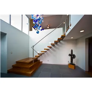 CBMmart деревянная светодиодная подсветка стеклянная пляжная лестница современный дизайн прямая деревянная протекторная плавающая лестница