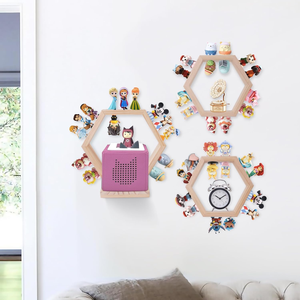 Hexagon Tonie DIY Étagère flottante en bois magnétique Ensemble 3 supports de rangement muraux pour Tonie <span class=keywords><strong>Box</strong></span> pour enfants - Product Image 4