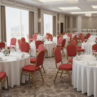 Chaises de salle à manger en métal, tissu rouge et noir, empilables, pour banquets, salons, villas, hôtels, mariages, restaurants, événements et fêtes