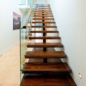 <span class=keywords><strong>Escalera</strong></span> Interior de Madera Maciza con <span class=keywords><strong>Viga</strong></span> <span class=keywords><strong>Central</strong></span> de Acero al Carbono, Estilo Moderno y Recto - Product Image 1